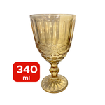 Taças De Vidro Diamond Vinho Água Drinks Ambar Dourada Metalizada 340ml