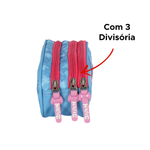 Estojo Com 3 Divisões Personagem Stitch Para Escola Faculdade 100% Poliéster