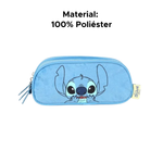 Estojo Com 3 Divisões Personagem Stitch Pelucia Para Escola Faculdade 100% Poliéster