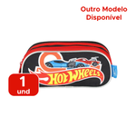 Estojo Escolar Com 3 Divisões Infantil Hot Wheels 100% Poliéster Material Para Escola
