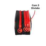 Estojo Escolar Com 3 Divisões Infantil Hot Wheels 100% Poliéster Material Para Escola