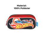 Estojo Escolar Com 3 Divisões Infantil Hot Wheels 100% Poliéster Material Para Escola
