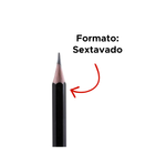Lápis Grafite HB Sextavado Preto Sem Borracha