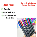 Kit Com 10 Unidades Canetas Esferográfica 0.7mm Carbon Ponta Fina Sortidas