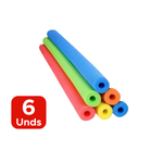 Kit Com 6 Boias Macarrão Espaguete Flutuador Para Piscina Praia Flexível Resistente Com Furo