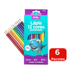 Kit Com 6 Pacotes de Lapis de Cor 12 Cores Sextavado Para Lembrancinha Revenda