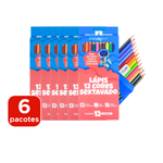 Kit Com 6 Pacotes de Lapis de Cor 12 Cores Sextavado Para Lembrancinha Revenda