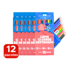 Kit Com 12 Pacotes de Lapis de Cor 12 Cores Sextavado Para Lembrancinha Revenda