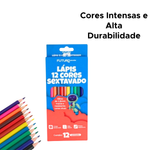 Kit Com 12 Pacotes de Lapis de Cor 12 Cores Sextavado Para Lembrancinha Revenda