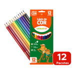 Kit Com 12 Pacotes de Lapis de Cor 12 Cores Sextavado Para Lembrancinha Revenda