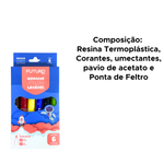 Kit Com 10 Pacotes De Canetinhas Jumbo Lavável Com 6 Cores Para Escola Arte