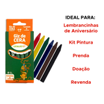 Kit 6 Caixas De Giz De Cera Fino Estojos com 6 Cores Para Lembrancinhas Festas Prendas