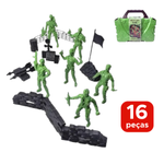 Kit Soldados Exercito Bonecos Kit Maleta Base Militar Com 16 Peças Para Prenda Presentes