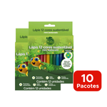 Kit Com 10 Pacotes Mini Lápis De Cor 12 Cores Sextavado Festa Infantil Brinde Escolar Revenda