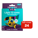 Kit 24 Pacotes Mini Lápis de Cor 12 Cores Sextavado Onda Infantil