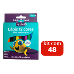 Kit Com 48 Pacotes Mini Lápis De Cor 12 Cores Sextavado Para Revenda Escola Presente