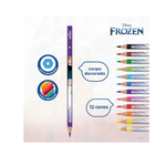 Kit Com 6 Pacotes Lápis De Cor Frozen 12 Cores Escolar Arte Pintura