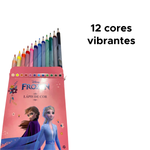 Kit Com 6 Pacotes Lápis De Cor Frozen 12 Cores Escolar Arte Pintura
