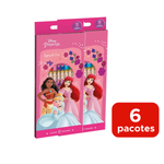 Kit Com 6 Pacotes De Lápis De Cor 12 Cores Princeças Para Lembrancinhas De Aniversário Disney
