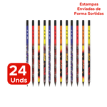 Kit 24 Lápis HB Resina Carros Extreme Com Borracha Redondo