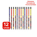 Kit 12 Lápis HB Resina Carros Extreme Com Borracha Redondo Material Escolar