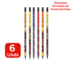Kit 6 Lápis HB Resina Carros Extreme Com Borracha Redondo