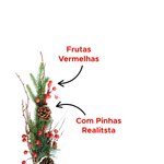 Kit Com Ate 10 Galhos Pinheiro Com Pinhas Com Frutas Vermelhas Cereja Artificial Decoração Natal