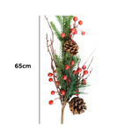 Kit Com Ate 10 Galhos Pinheiro Com Pinhas Com Frutas Vermelhas Cereja Artificial Decoração Natal