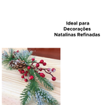 Kit 5 Galhos Pinheiro Com Pinhas Com Frutas Vermelhas Cereja Artificial Decoração Natal