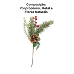 Kit 10 Galhos Natalino De Ramos Pinha E Frutas Vermelhas Decoração De natal Enfeite