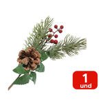 Galho Natalino De Ramos Pinha E Frutas Vermelhas Decoração De natal Enfeite Decorativo