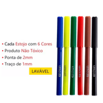 Canetinha Com 6 Cores Hidrográfica Não Mancha Para Lembrancinhas e Revenda