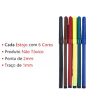 Canetinha Com 6 Cores Hidrográfica Não Mancha Para Lembrancinhas e Revenda