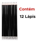 Kit 12 Unidades Caixa de Lapis Grafite Hb Sextavado Com Borracha Para Desenho e Escola