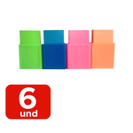 Kit 6 Borrachas Com Capa Para Escola Escritorio Colorida