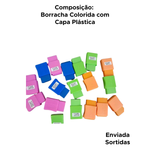 Kit Com 12 Borrachas C/ Capa Para Escola Escritorio Colorida