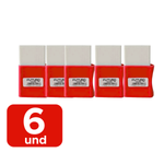 Kit Com 6 Borrachas Com Capa Para Escola Escritorio Branca