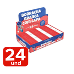 Kit Com 24 Borrachas Com Capa Para Escola Escritorio Branca