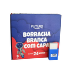 Kit Com 24 Borrachas Com Capa Para Escola Escritorio Branca