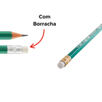 Kit 24 Lápis Grafite HB Sextavado Verde Com Borracha Para Escola Escritorio Faculdade