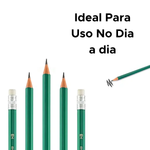 Kit 36 Lápis Grafite HB Sextavado Verde Com Borracha Para Escritorio Faculdade Escola