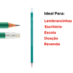 Kit Com 72 Lápis Grafite HB Sextavado Verde Com Borracha Para Escritorio Escola Universidade