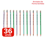 Kit 36 Lápis Redondo Reciclado Para Escola Revenda Atacado Colorido