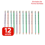 Kit 12 Lápis Redondo Reciclado Colorido Para Escola Revenda Atacado