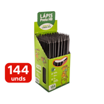 Kit 144 Lapis Grafite HB Preto Resina Eco Sextavado Sem Borracha Para Escola Escritorio