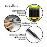 Kit 36 Lapis Grafite HB Preto Resina Eco Sextavado Sem Borracha Para Escola Escritorio