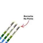 Kit 12 Lápis Grafite Tabuada HB Com Borracha Para Escola Revenda Atacado