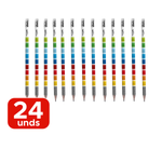 Kit 24 Lápis Grafite Tabuada HB Com Borracha Para Escola Revenda Atacado