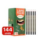 Kit Com 144 Lapis Grafite HB Preto Resina Redondo Sem Borracha Para Escola Escritorio