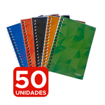 Kit 50 Caderneta Capa Flexível 1/8 Pequena Espiral 48 Folhas em Atacado Para Personalização